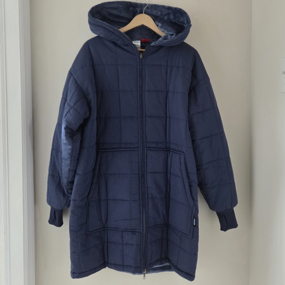 Oodie Adult Zip Through Outdoor Jacket Navy Blue Quilted Puffer Coat Unisex S/M